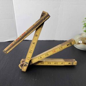 Vintage Lufkin Wooden Folding Yard Stick Extension Ruler X46 Carpenter Construct